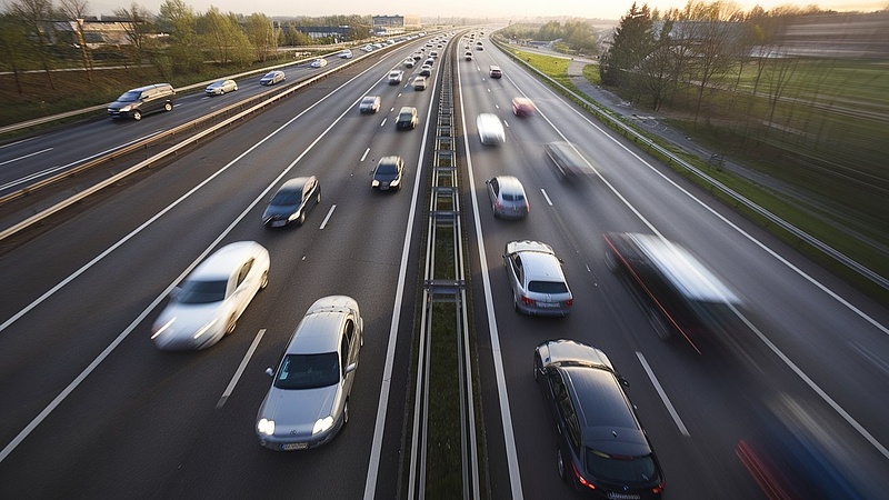 Widok na autostradę, samochody w ruchu