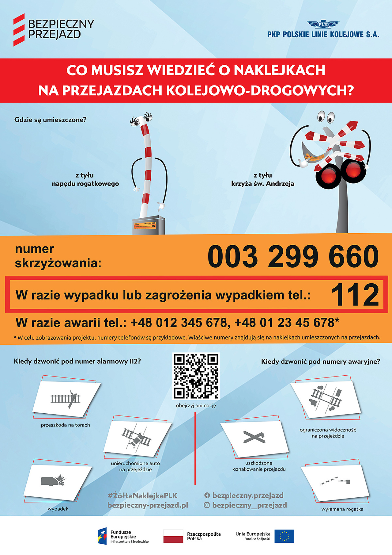 Plakat informacyjny żółtej naklejki PLK