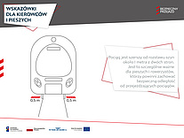  Pociąg jest szerszy od rozstawu szyn  około 1 metra z dwóch stron.  Jest to szczególnie ważne  dla pieszych i rowerzystów,  którzy powinni zachować  bezpieczną odległość od przejeżdżających pociągów.