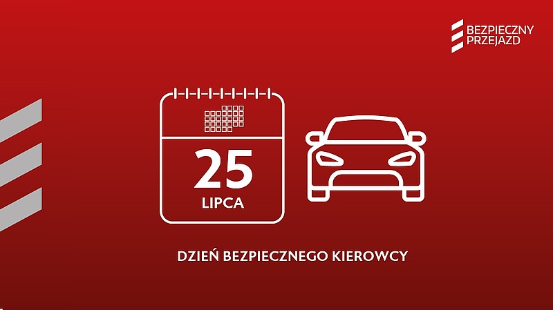 Grafika: ikona kartki z kalendarza i samochodu z podpisem Dzień bezpiecznego kierowcy.