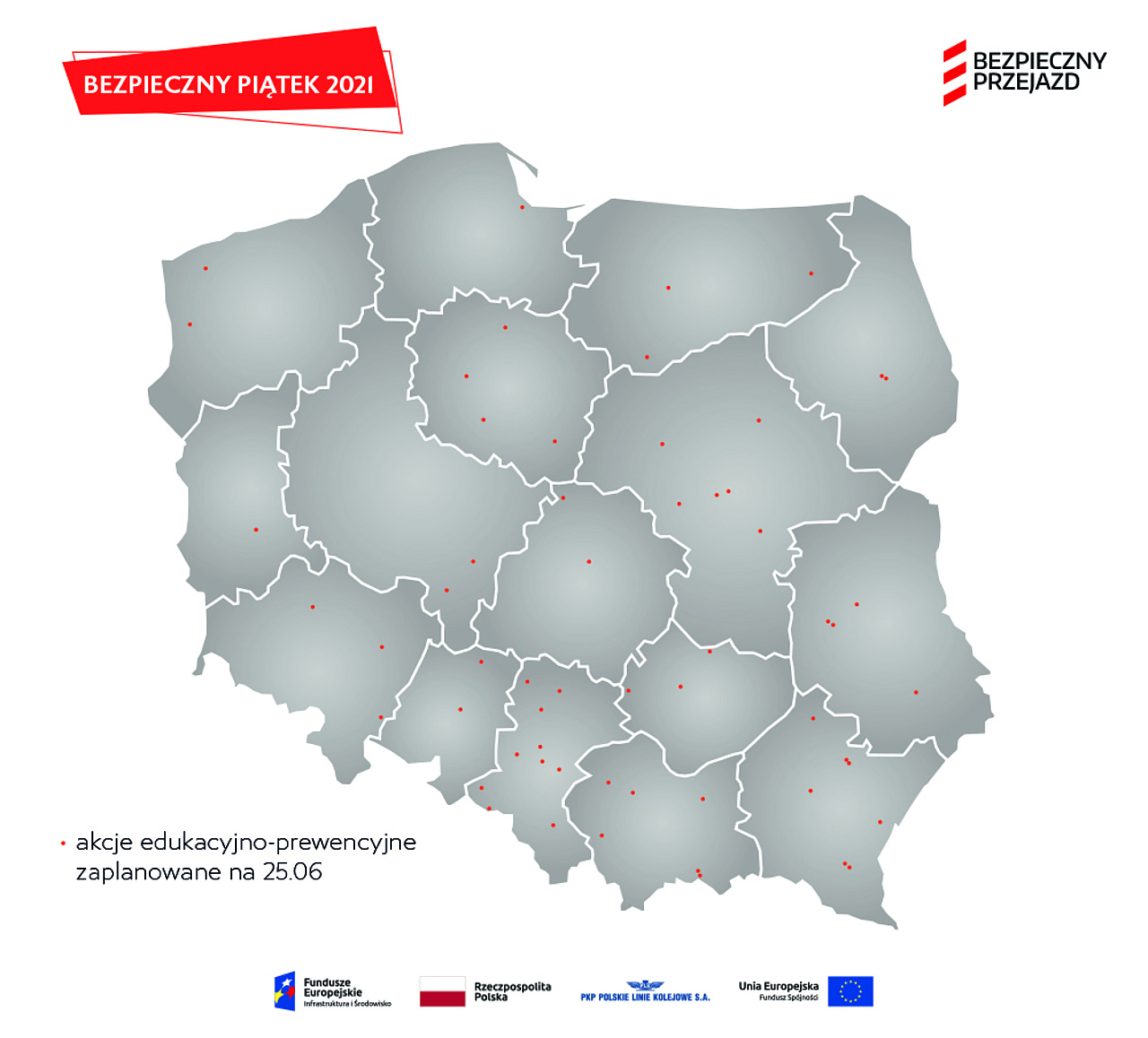 Mapka Polski z naniesionymi lokalizacjami z treści newsa.