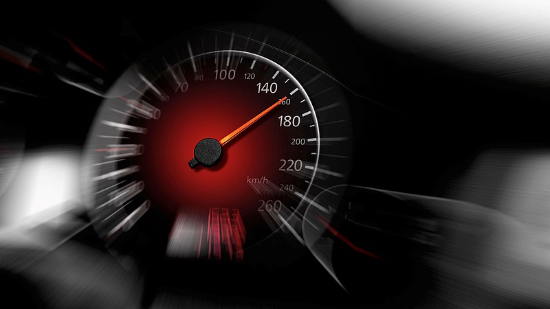 Grafika licznika samochodowego z prędkością 160 km/h.